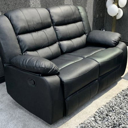 MNS Leather Recliner Sofa with Cupholders - 3+2 Seater Sofa - Black (3+2 Seater)
