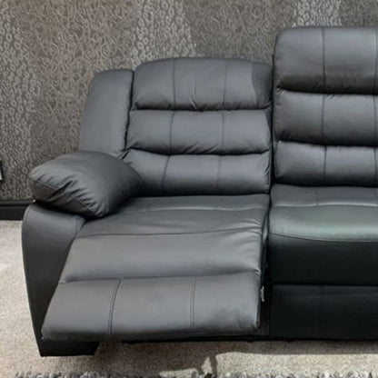 MNS Leather Recliner Sofa with Cupholders - 3+2 Seater Sofa - Black (3+2 Seater)
