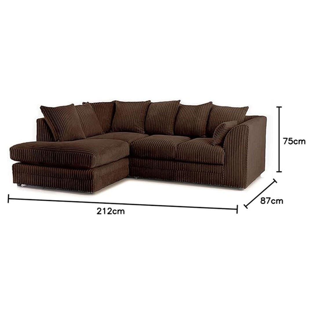 MNS Luxor Fabric Corner Sofa Black | Soft Jumbo Cord 3-4 Seater Corner Sofa - MNS (MY NEW SOFA) LTD