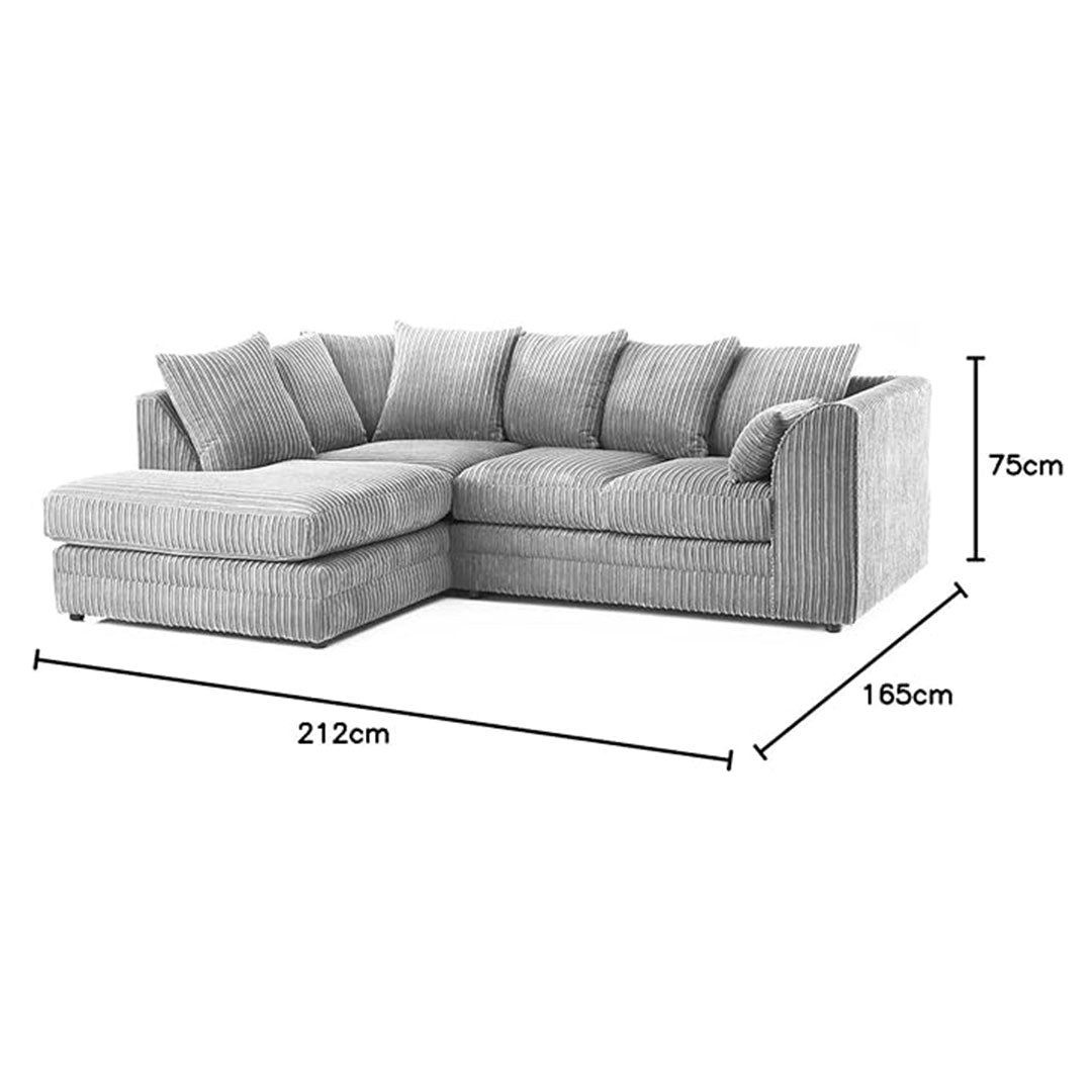 MNS Luxor Fabric Corner Sofa Black | Soft Jumbo Cord 3-4 Seater Corner Sofa - MNS (MY NEW SOFA) LTD