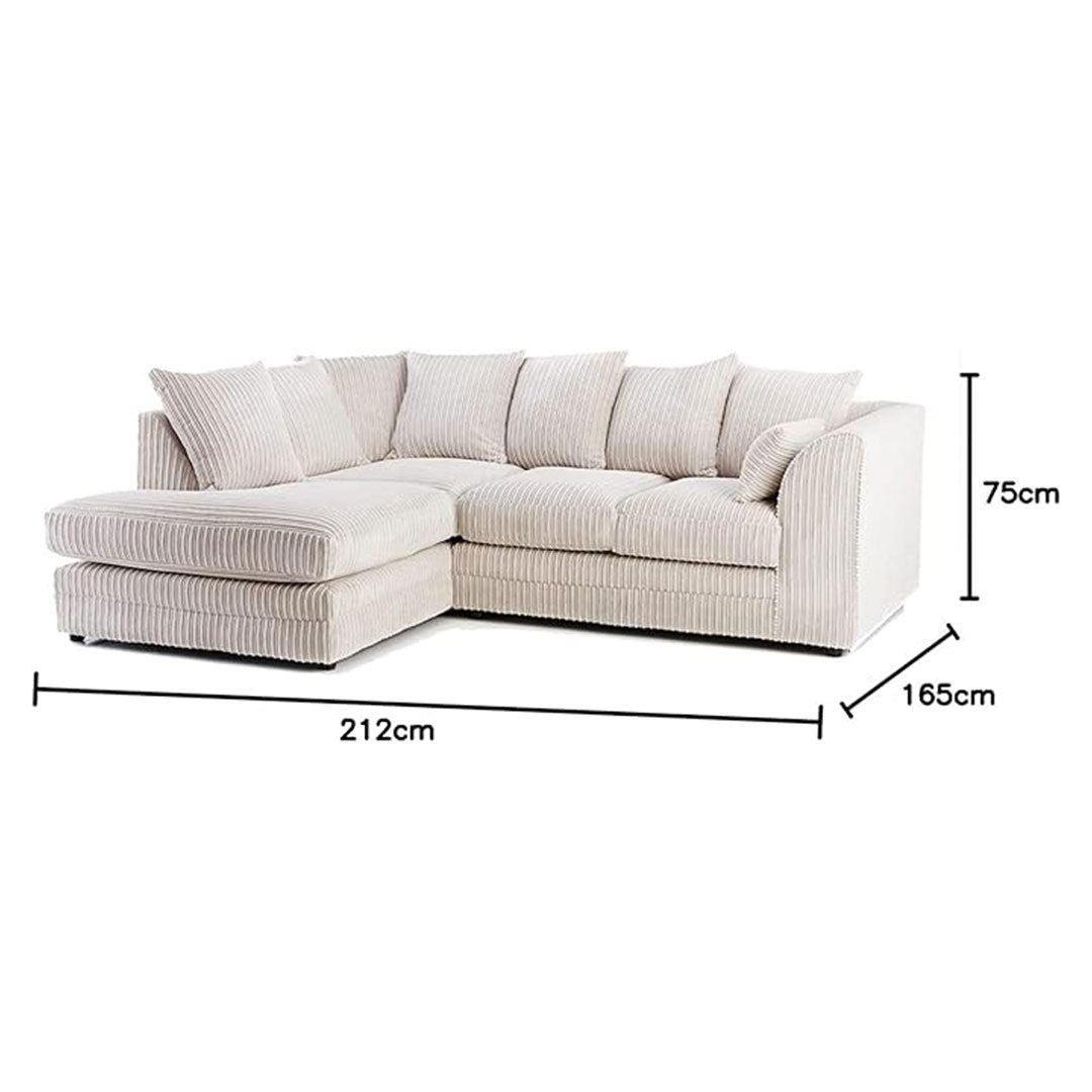 MNS Luxor Fabric Corner Sofa Black | Soft Jumbo Cord 3-4 Seater Corner Sofa - MNS (MY NEW SOFA) LTD