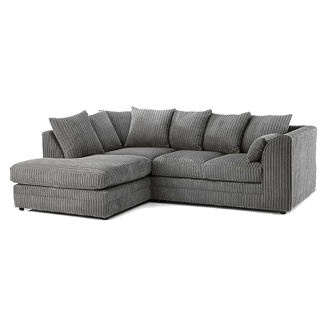 MNS Luxor Fabric Corner Sofa Black | Soft Jumbo Cord 3-4 Seater Corner Sofa - MNS (MY NEW SOFA) LTD