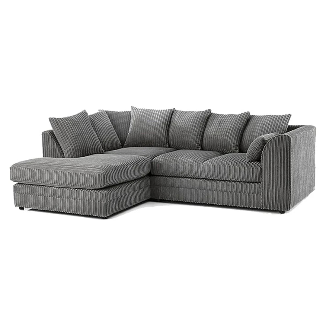 MNS Luxor Fabric Corner Sofa Chocolate | Soft Jumbo Cord 3-4 Seater Corner Sofa - MNS (MY NEW SOFA) LTD