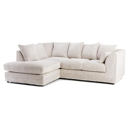 New Luxor Fabric Corner Sofa Cream | Soft Jumbo Cord 3-4 Seater Corner Sofa Left Hand Corner
