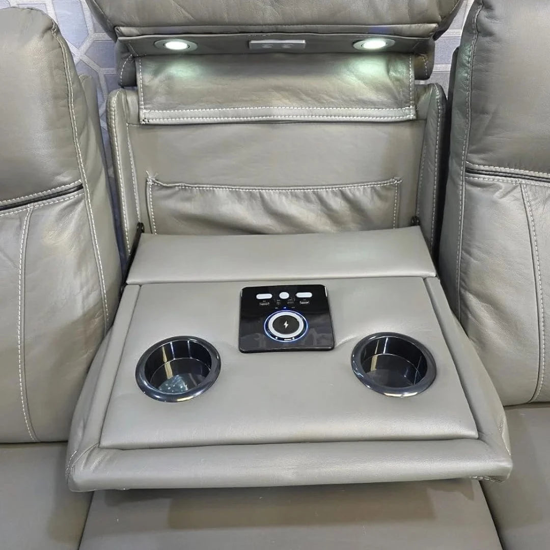 Close-up of Prada premium leather upholstery in black