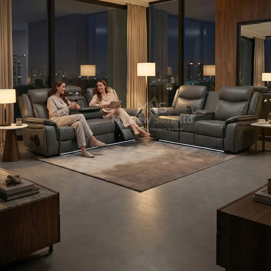 Prada 3 + 2 Electric Recliner Sofa Set , USB -C , LED, Bluetooth. Drinks Cooler