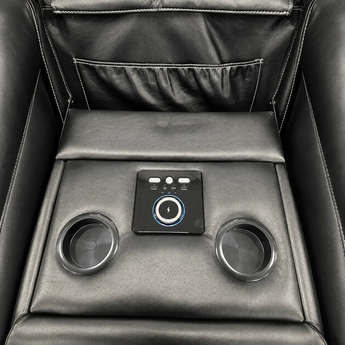 MNS Pradaa Leather Electric Recliner Sofa Set With Cupholders, LED Lights – Bluetooth Speakers – Cooling Cupholders