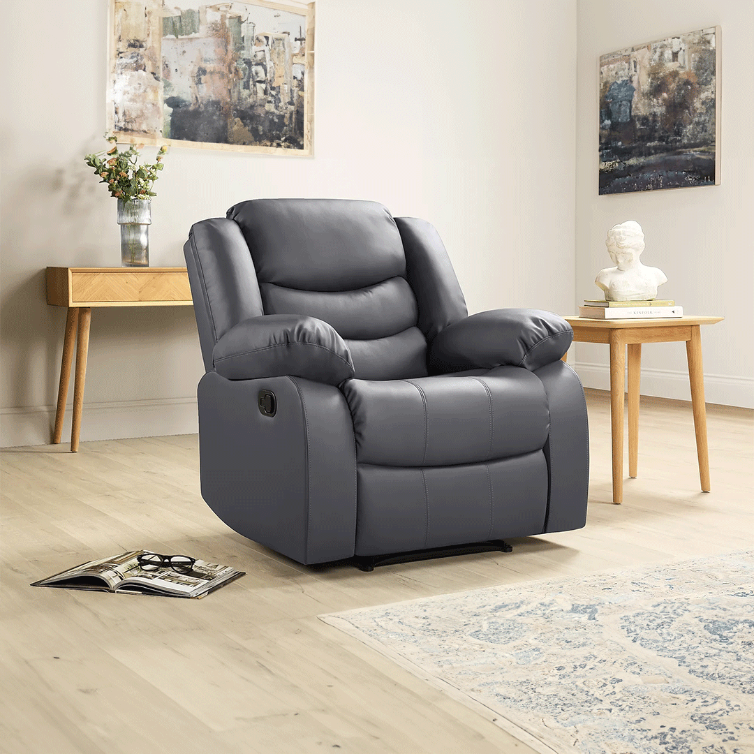 Roma Series 2 Armchair Recliner Black Faux Leather