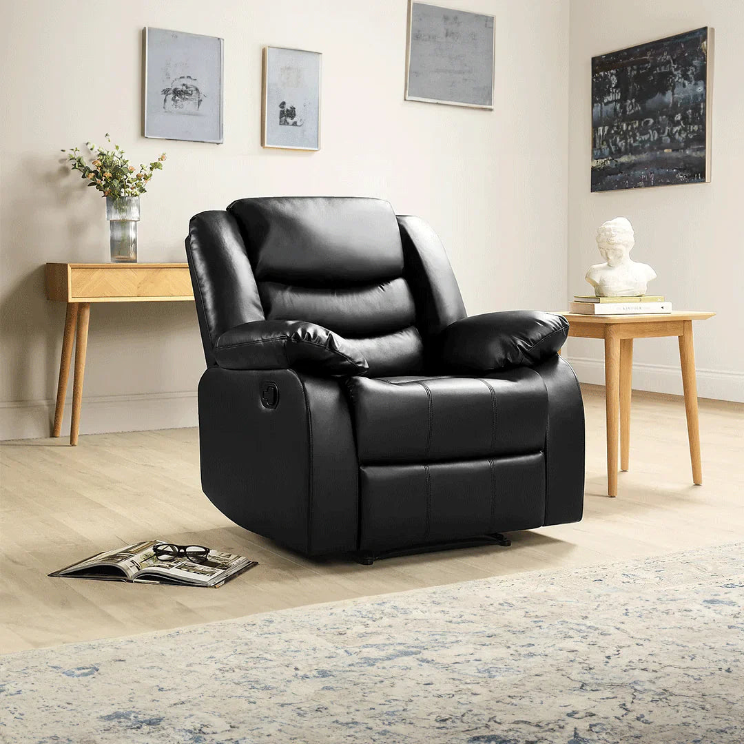 Roma Series 2 Armchair Recliner Black Faux Leather