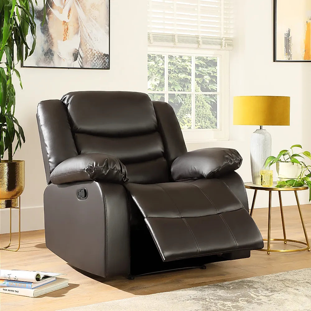 Roma Series 2 Armchair Recliner Black Faux Leather