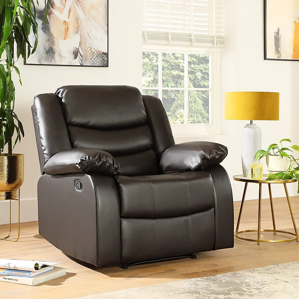 Roma Series 2 Armchair Recliner Black Faux Leather