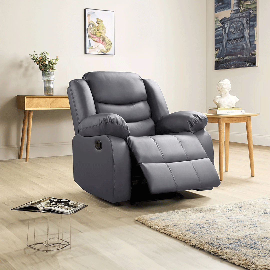 Roma Series 2 Armchair Recliner Black Faux Leather