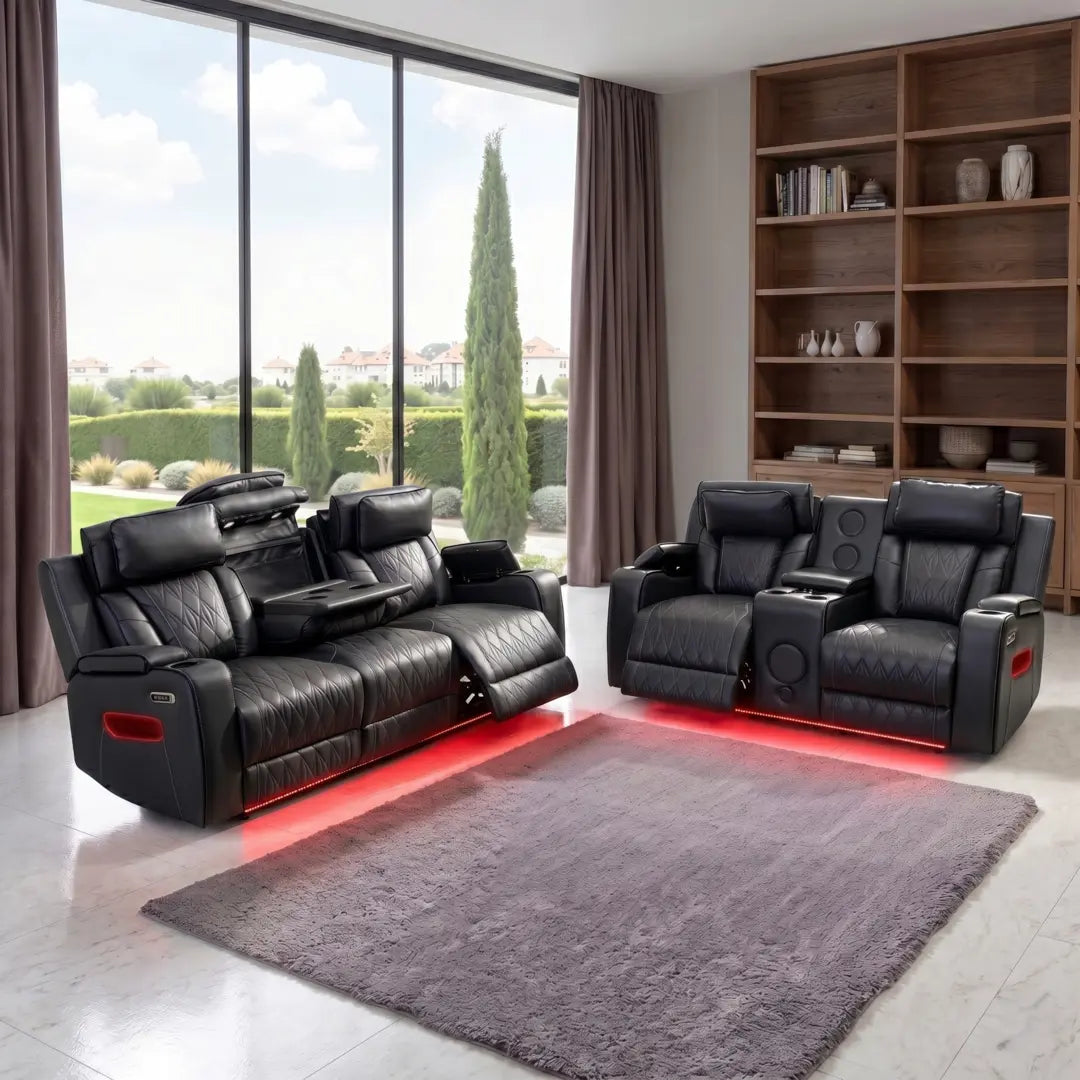 Osman 3 + 2 Music Electrical Recliner Sofa Set (Black, Grey or Cream)