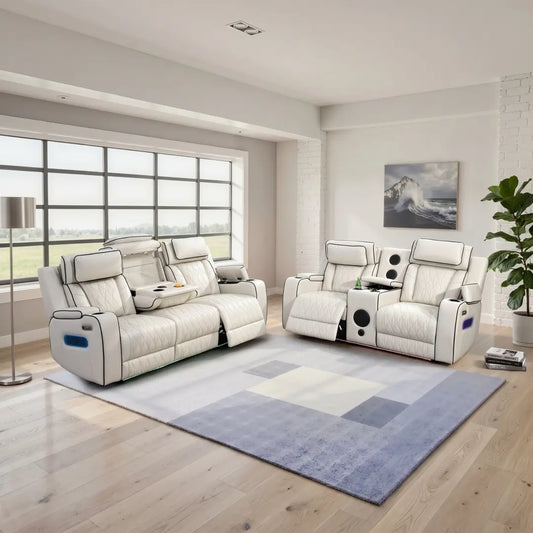 Osman 3 + 2 Music Electrical Recliner Sofa Set (Black, Grey or Cream)
