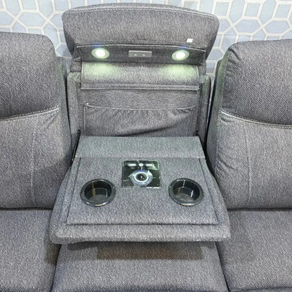 Pradaa Fabric Electric Recliner Sofa Set With Cupholders – 3+2 Seater Sofa Set – LED Lights – Bluetooth Speakers – Cooling cupholders – USB and Type-C charging ports (3+2 Seater) | Electric Recliners