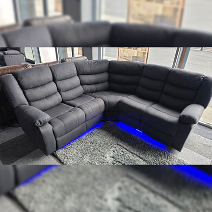 Roma Corner Grey Fabric Manual Recliner Sofa