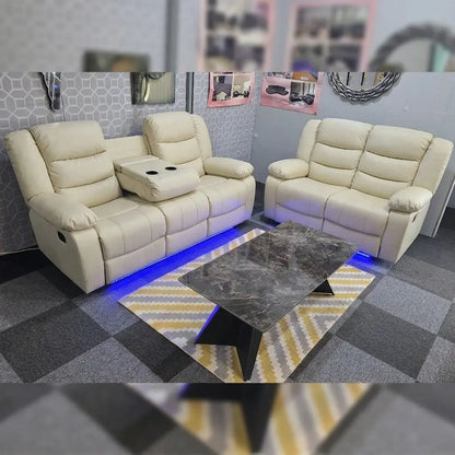 MNS Roma Leather Electric Recliner Sofa Set 3+2 Seater with Cupholders