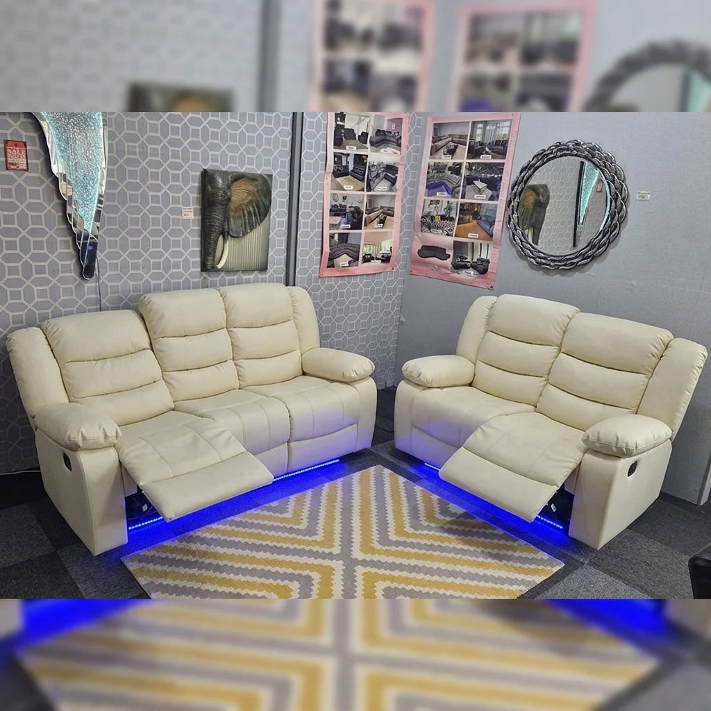 MNS Roma Leather Electric Recliner Sofa Set 3+2 Seater with Cupholders