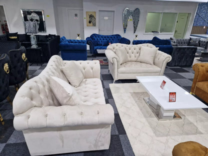 Elegance Chesterfield Sofa 3+2 Cream - MNS (MY NEW SOFA) LTD