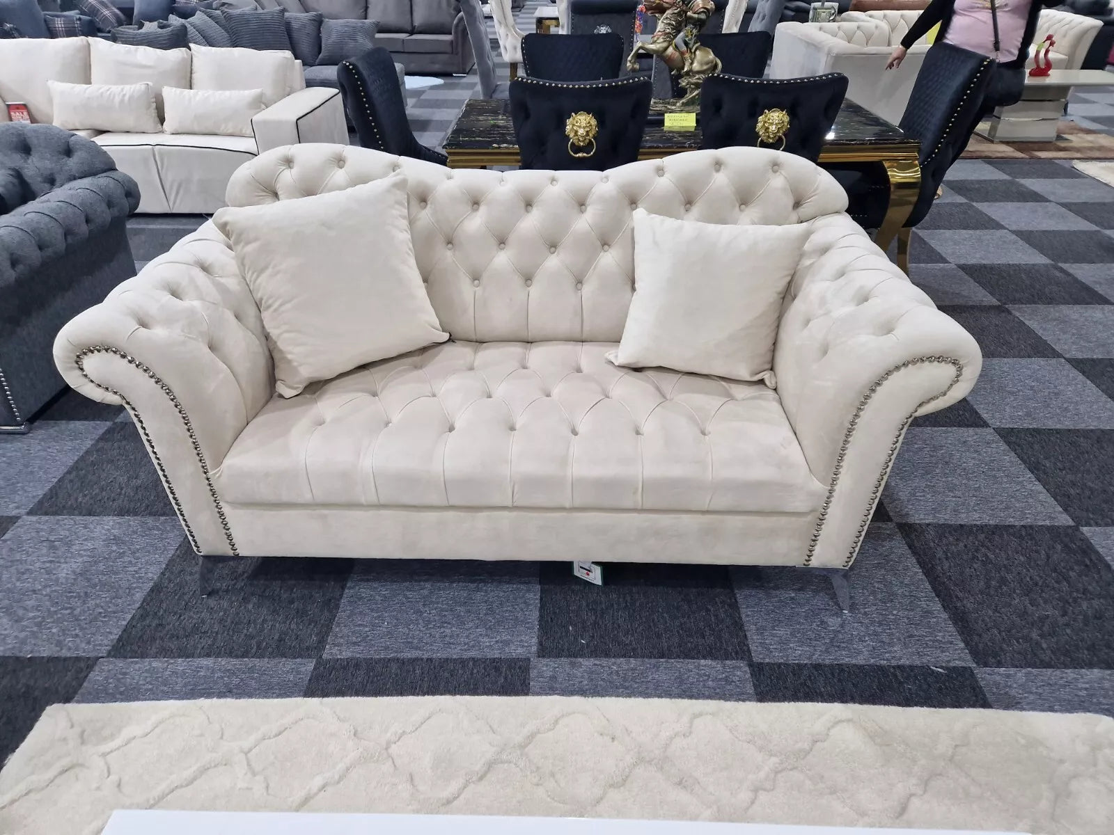 Elegance Chesterfield Sofa 3+2 Cream - MNS (MY NEW SOFA) LTD