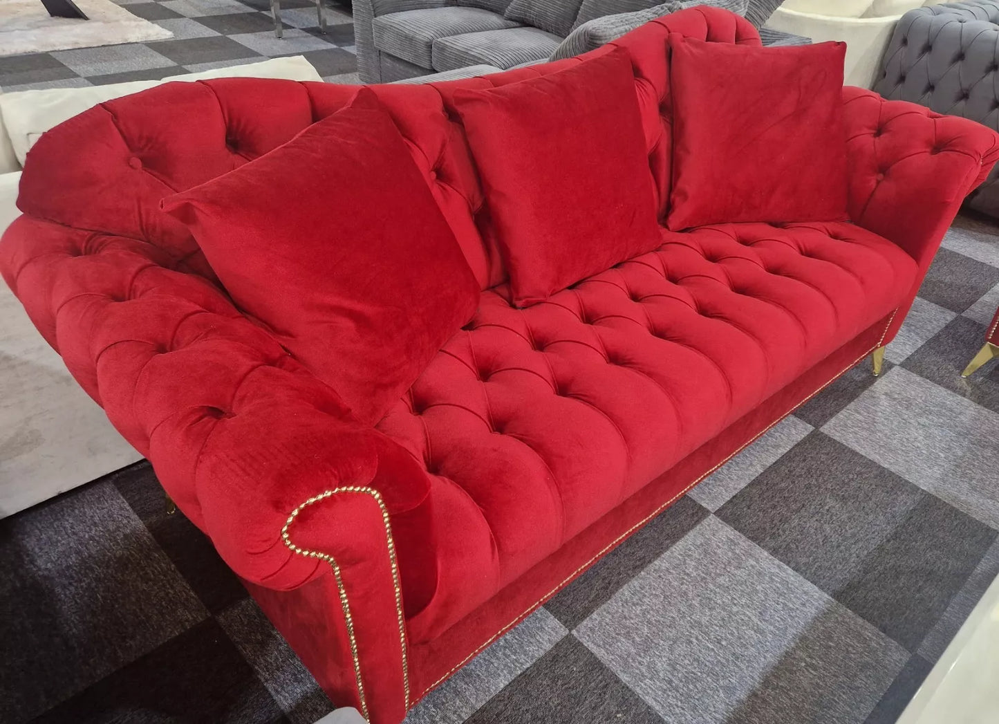 Elegance Chesterfield Sofa 3+2 Red - MNS (MY NEW SOFA) LTD