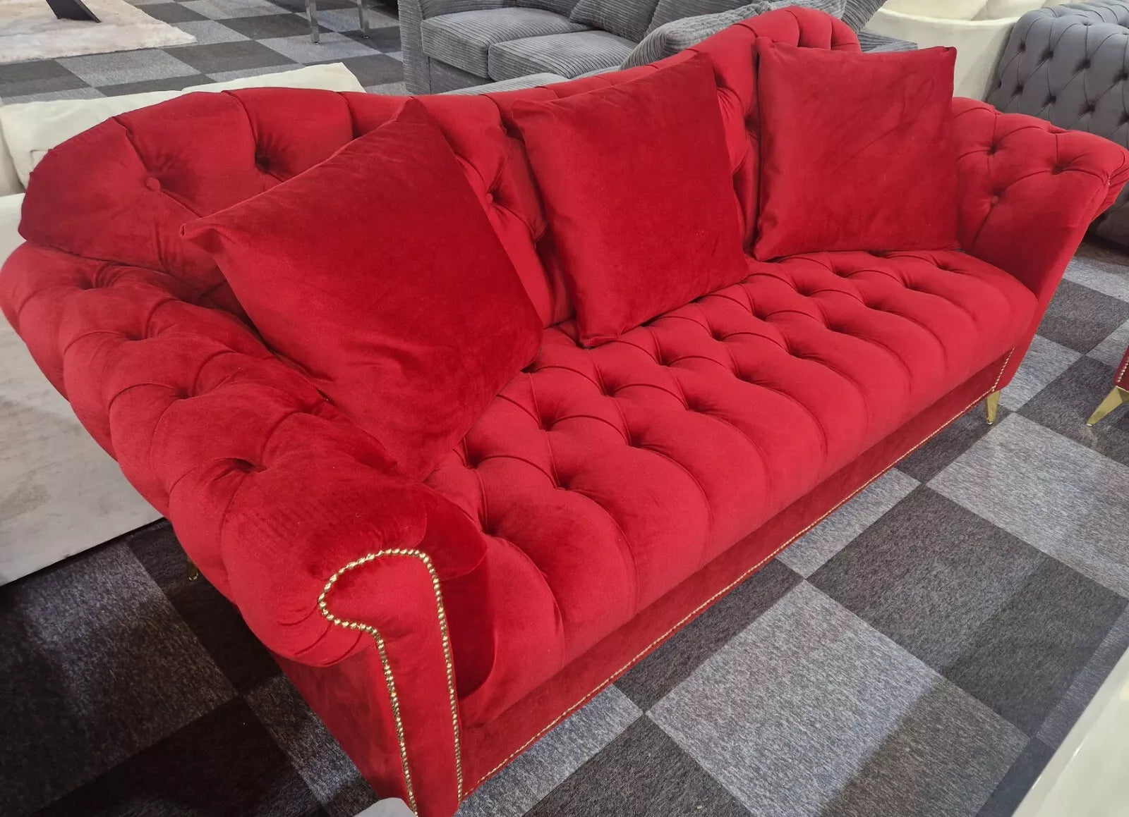 Elegance Chesterfield Sofa 3+2 Red - MNS (MY NEW SOFA) LTD