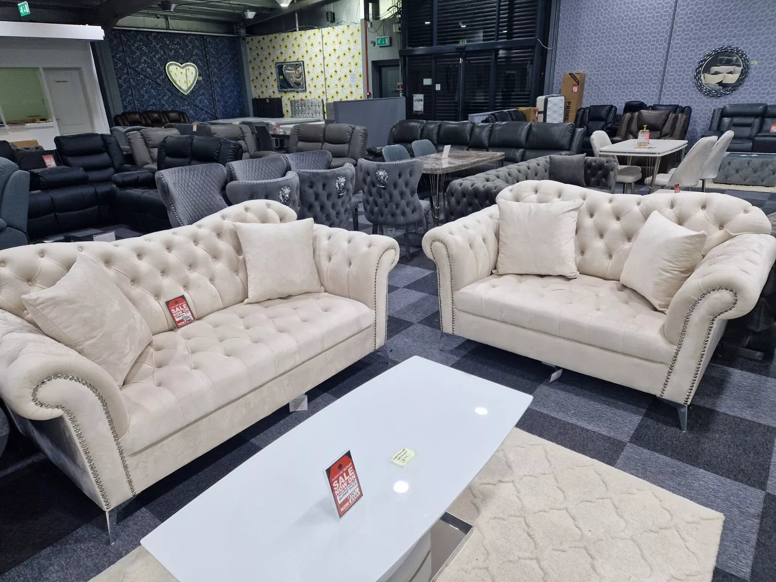 Elegance Chesterfield Sofa 3+2 Cream - MNS (MY NEW SOFA) LTD