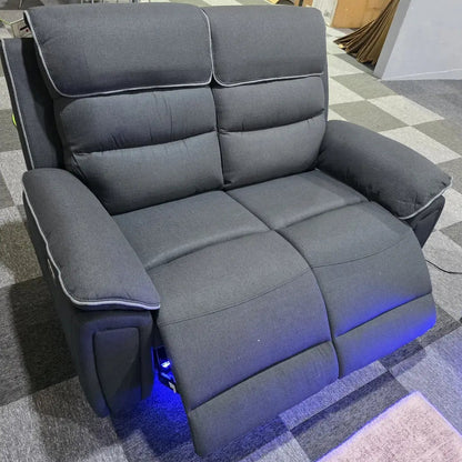 Venice Electric Recliner Sofa Set, Fabric, 3 and 2 Seater, Platinum, with USB, Type C, LED, and Reading Lights
