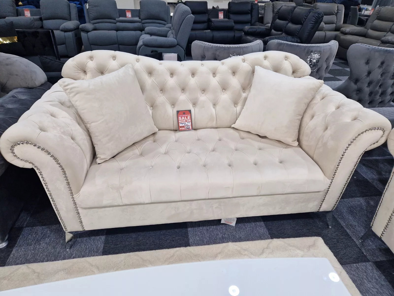 Elegance Chesterfield Sofa 3+2 Cream - MNS (MY NEW SOFA) LTD