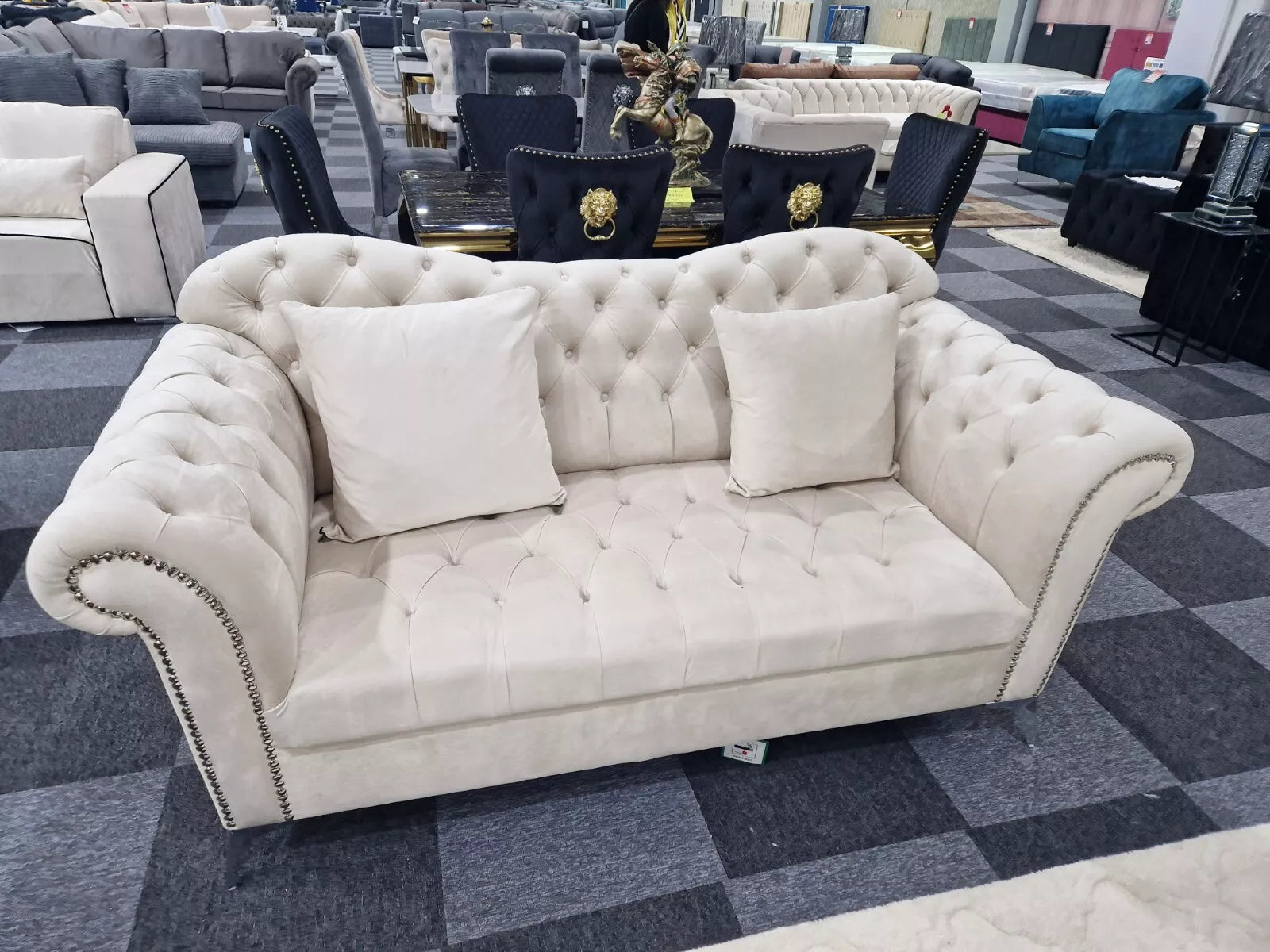 Elegance Chesterfield Sofa 3+2 Cream - MNS (MY NEW SOFA) LTD
