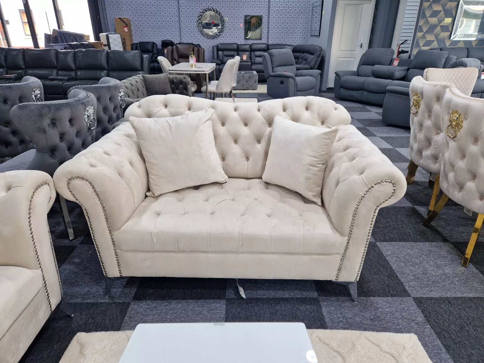 Elegance Chesterfield Sofa 3+2 Cream - MNS (MY NEW SOFA) LTD