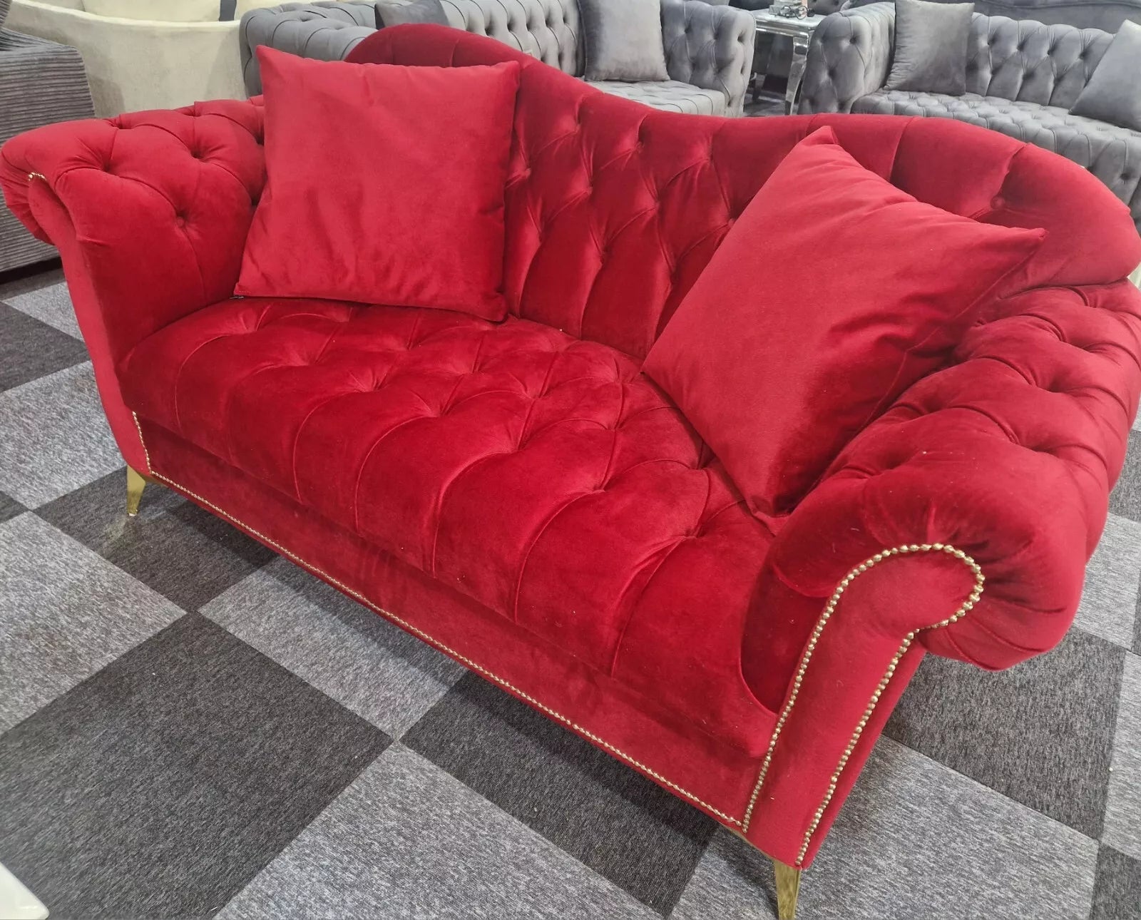 Elegance Chesterfield Sofa 3+2 Red - MNS (MY NEW SOFA) LTD