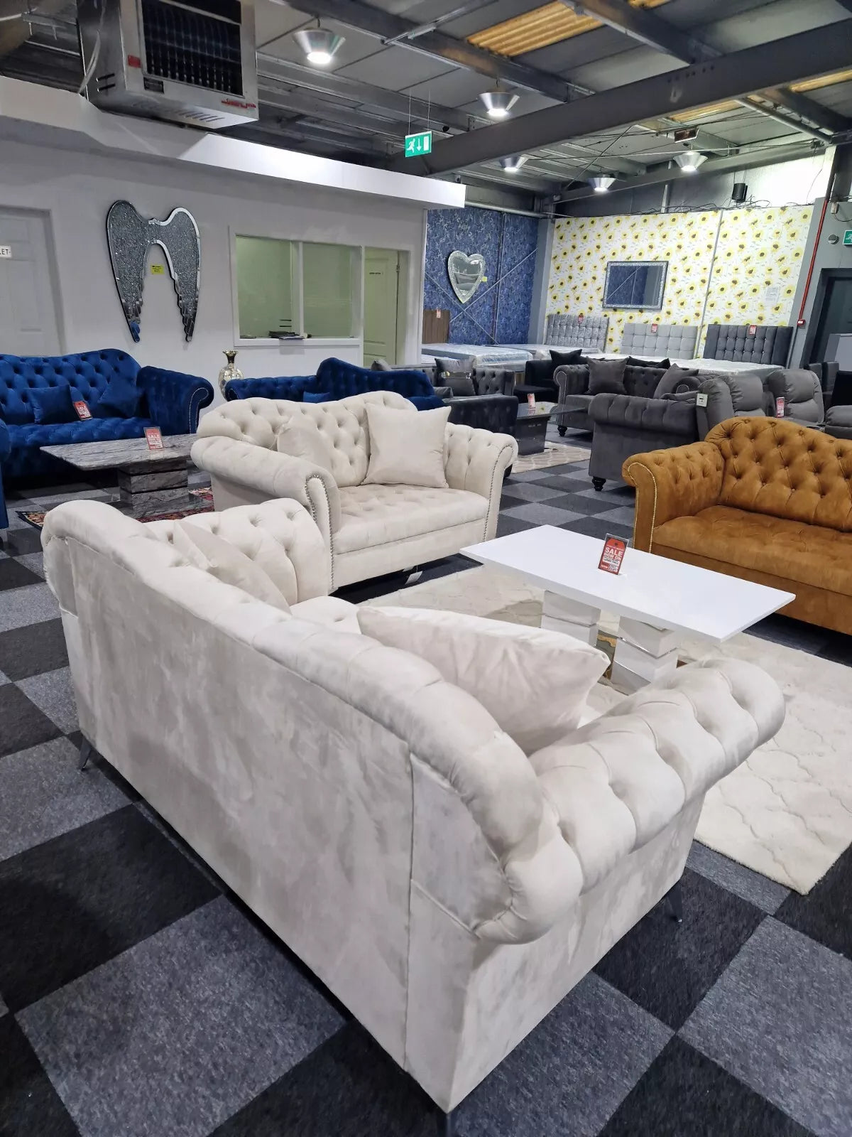 Elegance Chesterfield Sofa 3+2 Cream - MNS (MY NEW SOFA) LTD