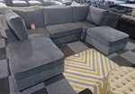 Load image into Gallery viewer, Bishop Grey Plush Velvet U Shape Corner Sofa
