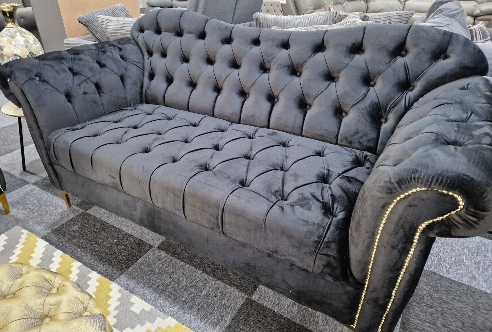 Elegance Chesterfield Sofa 3+2 Black - MNS (MY NEW SOFA) LTD
