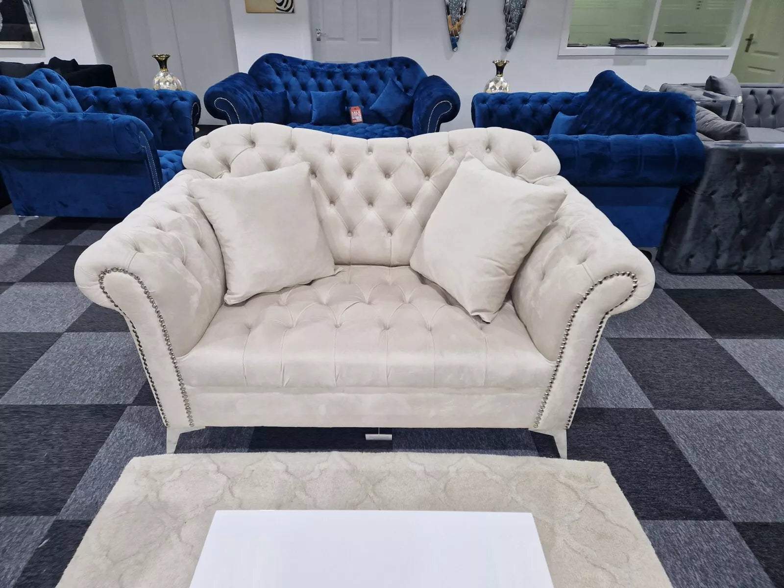 Elegance Chesterfield Sofa 3+2 Cream - MNS (MY NEW SOFA) LTD