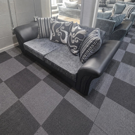 Shannon Fabric 3 + 2 Seaters Luxuries Sofa in Black & Grey