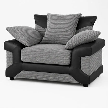 sleepkings Dino 3 Seater 2 Seater Upholstered Combination Fabric Black Grey (Black & Grey, 3+2 Seater Set)