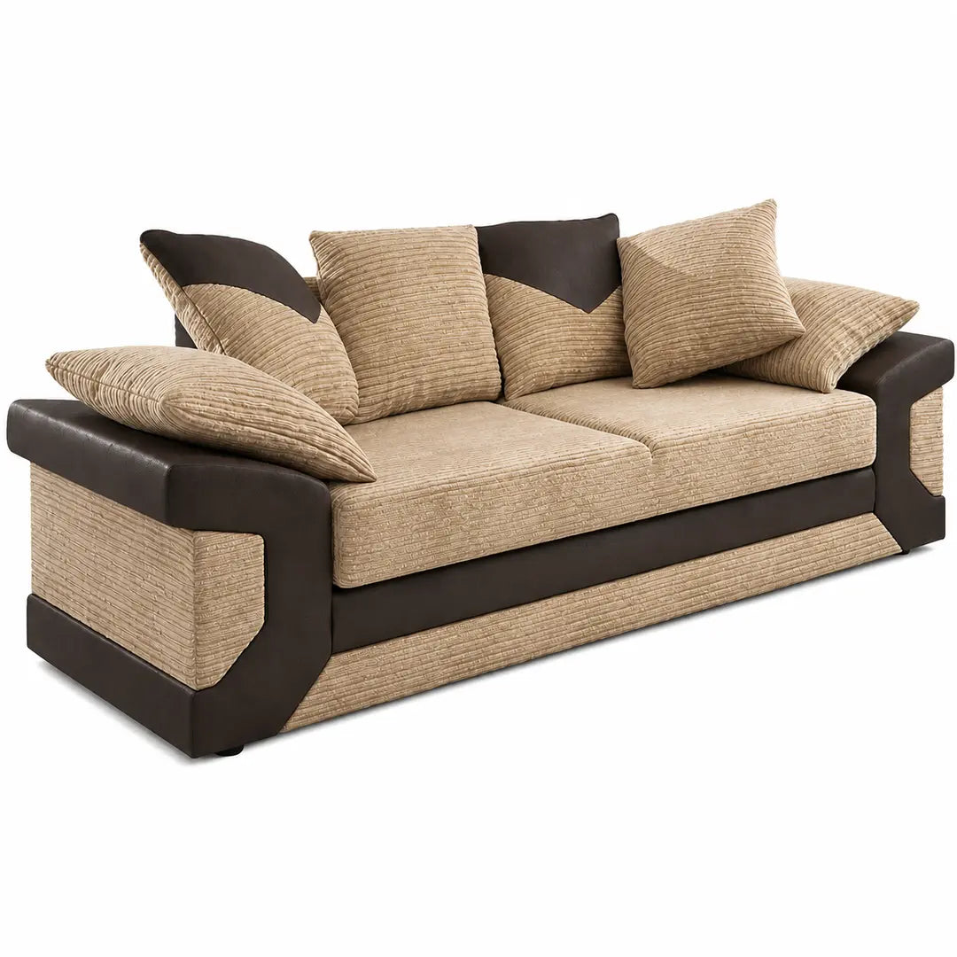 sleepkings Dino 3 Seater 2 Seater Upholstered Combination Fabric Black Grey (Black & Grey, 3+2 Seater Set)