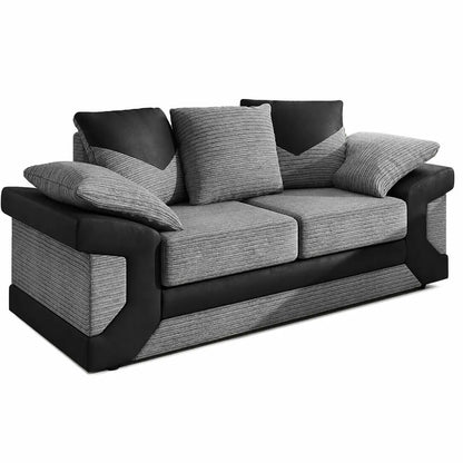 sleepkings Dino 3 Seater 2 Seater Upholstered Combination Fabric Black Grey (Black & Grey, 3+2 Seater Set)