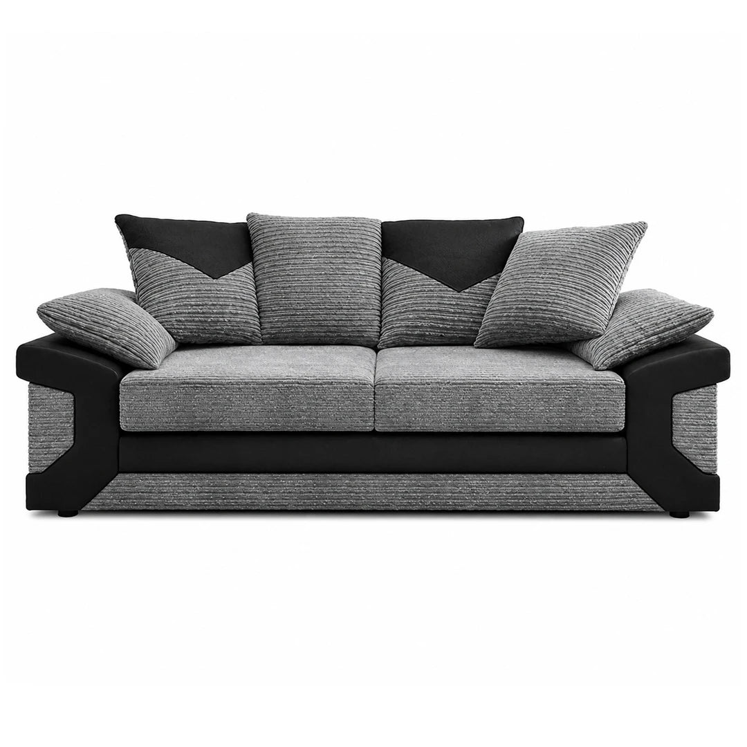 sleepkings Dino 3 Seater 2 Seater Upholstered Combination Fabric Black Grey (Black & Grey, 3+2 Seater Set)