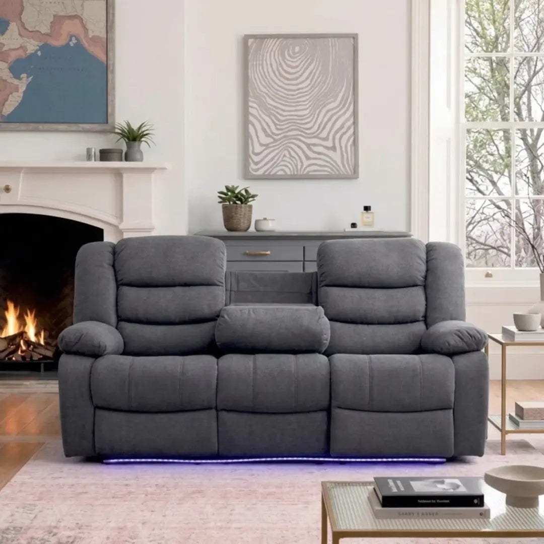 Roma Grey Fabric Electric Recliner 3+2 Seater Sofa Set
