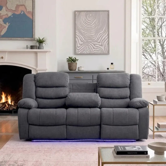 Roma Grey Fabric Electric Recliner 3+2 Seater Sofa Set