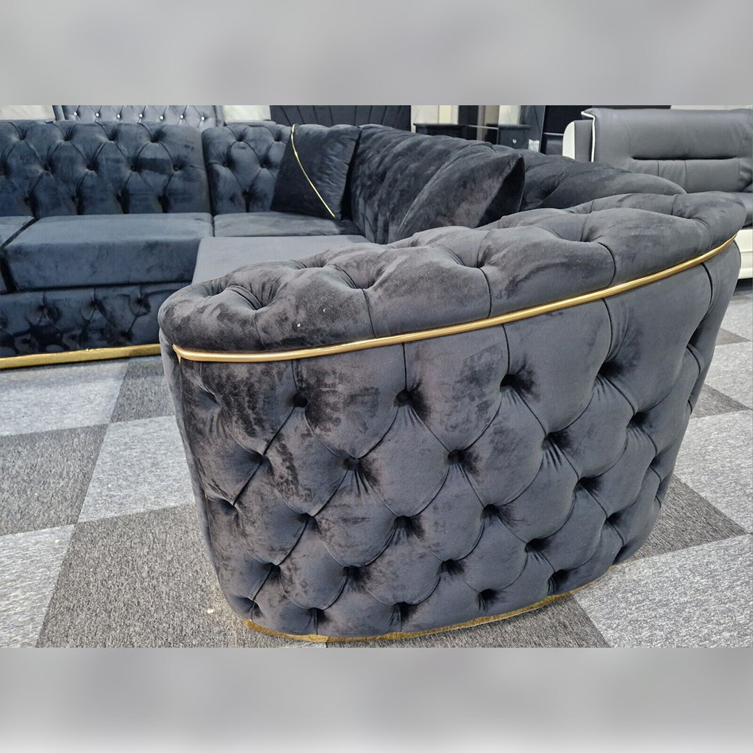 Toronto Chesterfield Corner Sofa Black & Gold MNS (MY NEW SOFA) LTD