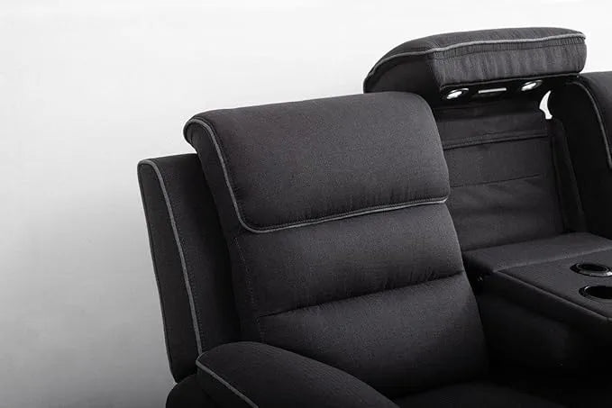 Venice Electric Recliner Sofa Set, Fabric, 3 and 2 Seater, Platinum, with USB, Type C, LED, and Reading Lights
