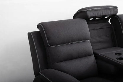 Venice Electric Recliner Sofa Set, Fabric, 3 and 2 Seater, Platinum, with USB, Type C, LED, and Reading Lights