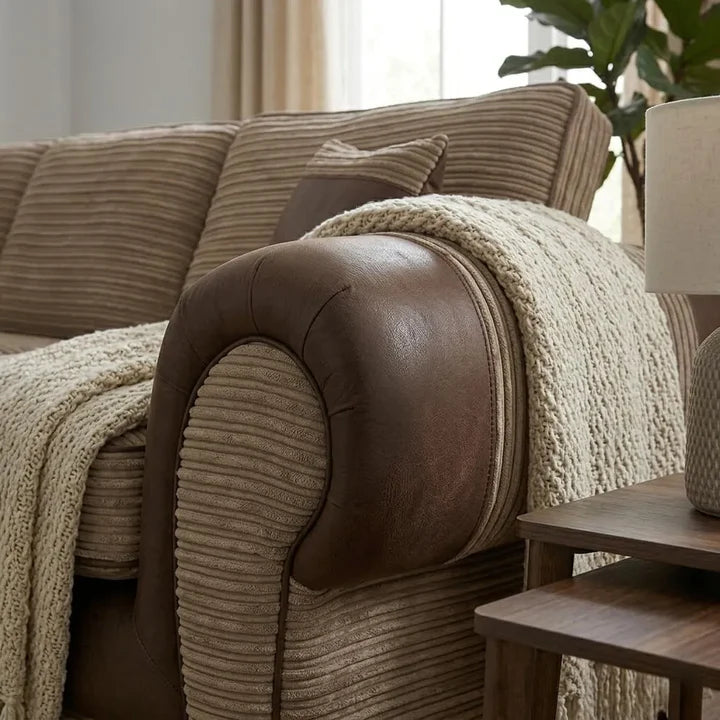 VERONA FULL BACK CORD FABRIC CORNER SOFA