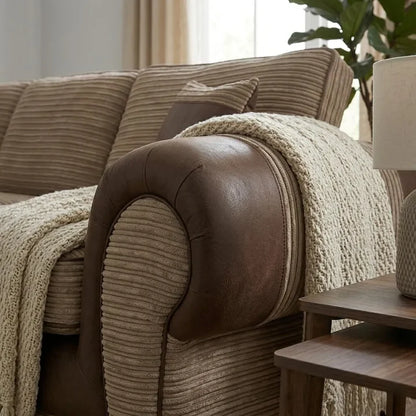 VERONA FULL BACK CORD FABRIC CORNER SOFA