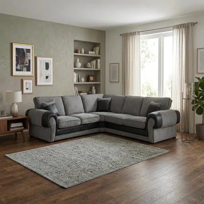VERONA FULL BACK CORD FABRIC CORNER SOFA