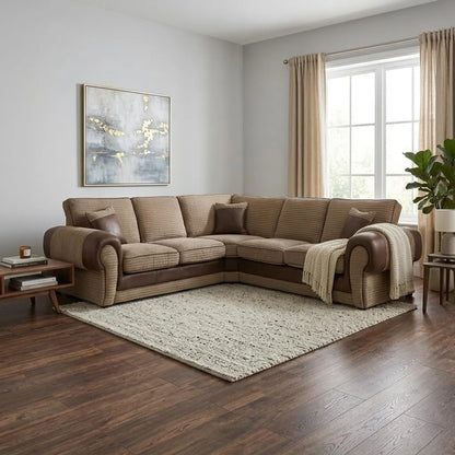 VERONA FULL BACK CORD FABRIC CORNER SOFA
